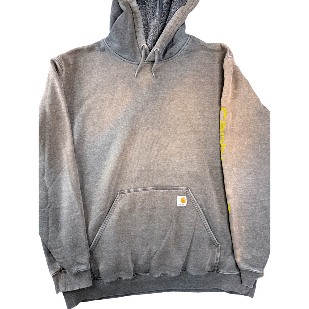 Carhartt Mens 2XL Tall Gray Original Fit Hoodie‎ Graphic Sleeve Sweatshirt